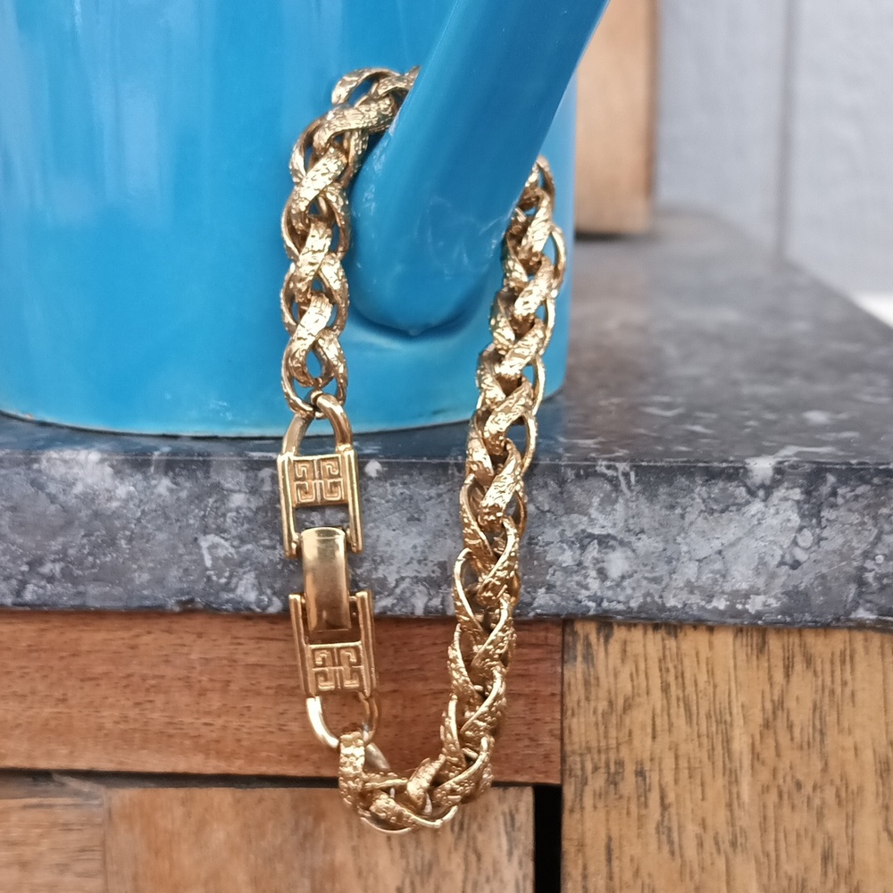 Givenchy 80's Gold Plate Wheat Chain Link Bracelet